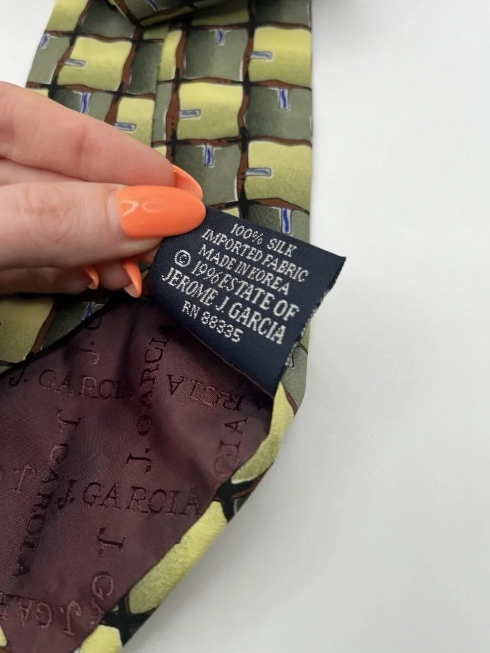 Vintage 1990s Silk Neckties Abstract Geometric Designer Mens Tie Lot Of 2 Green